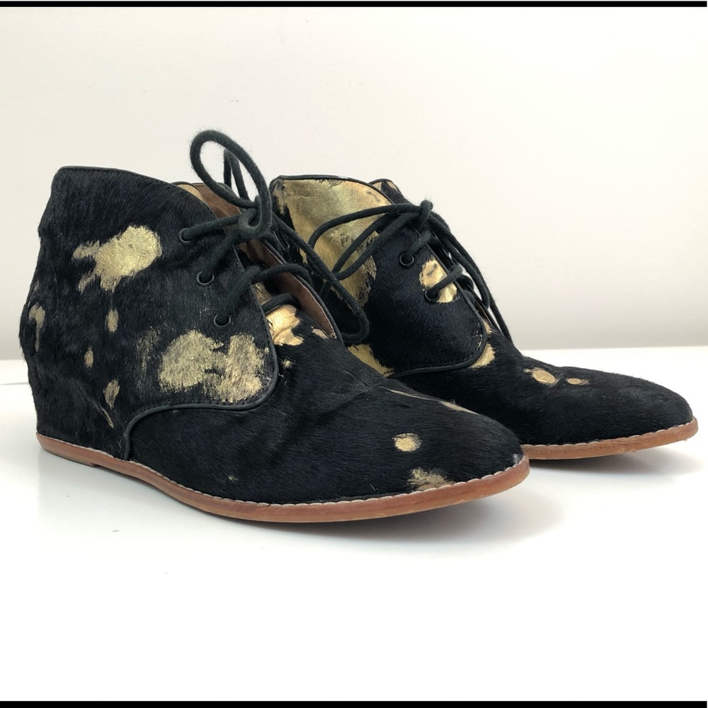 Matiko Gold and Black Pony Hair Shoes 8